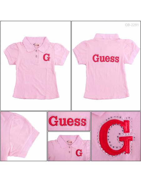 Obral Kaos Kerah Anak Cewek Lengan Pendek Guess 17
