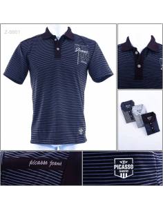 Kaos Kerah Cowok Salur Lengan Pendek Picasso M-L