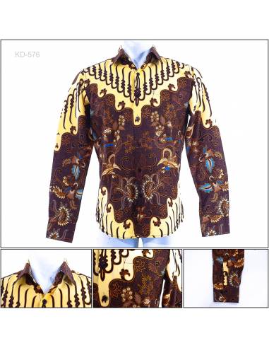 Kemeja Batik Cowok Slim Fit Lengan Panjang...