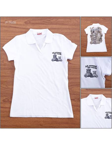 Kaos Kerah Cewek Lengan Pendek Ang Vintage All Size