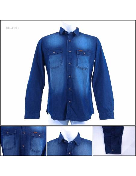 Kemeja Jeans Cowok Lengan Panjang Lois M-XL