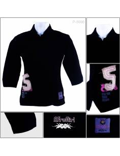 Kaos Kerah Cewek Lengan Pendek 7/8 Afro L