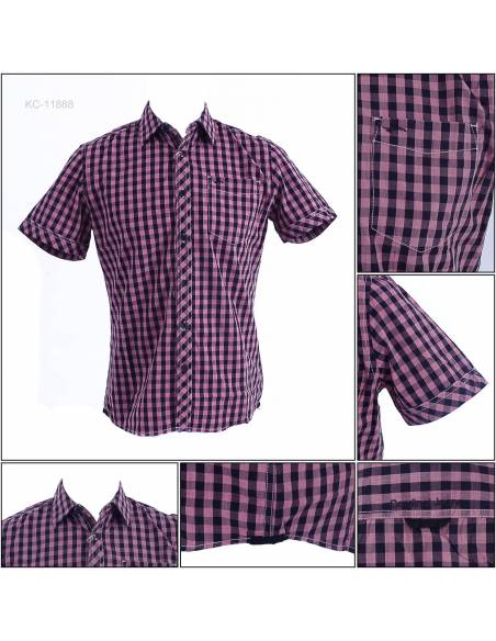 Kemeja Cowok Slim Fit Lengan Pendek Cardinal M-2XL