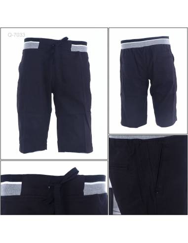 Celana Pendek Katun Cowok Polos Rib Kolor...