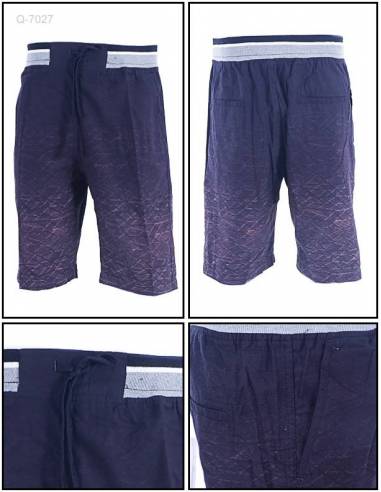 Celana Pendek Katun Cowok Motif Rib Kolor...