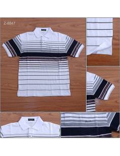 Kaos Kerah Cowok Garis Lengan Pendek Hassenda M-XL