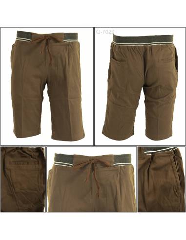 Celana Pendek Katun Cowok Polos Rib Kolor...