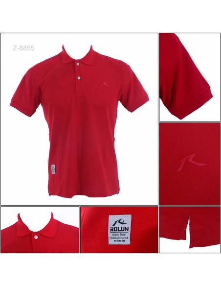 Kaos Kerah Cowok Polos Slim Lengan Pendek Rolun M-XL