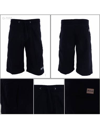 Celana Pendek Katun Cowok Polos Rib Kolor Rolun...