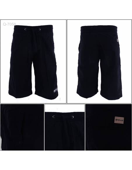 Celana Pendek Katun Cowok Polos Rib Kolor Rolun M-XL