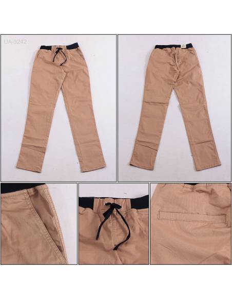 Celana Panjang Katun Slim Fit Cowok Rib Kolor Rock Sky M-2XL