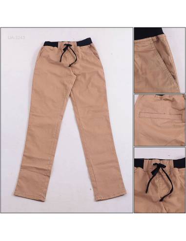 Celana Panjang Katun Slim Fit Cowok Rib Kolor...