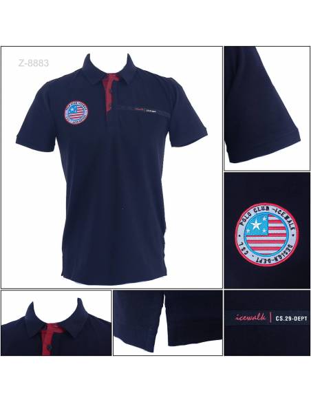 Kaos Kerah Cowok Slim Fit Lengan Pendek Ice Walk M-XL