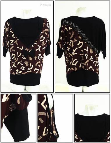 Atasan Kaos/Blus Cewek Lengan Pendek 3/4 Queetin