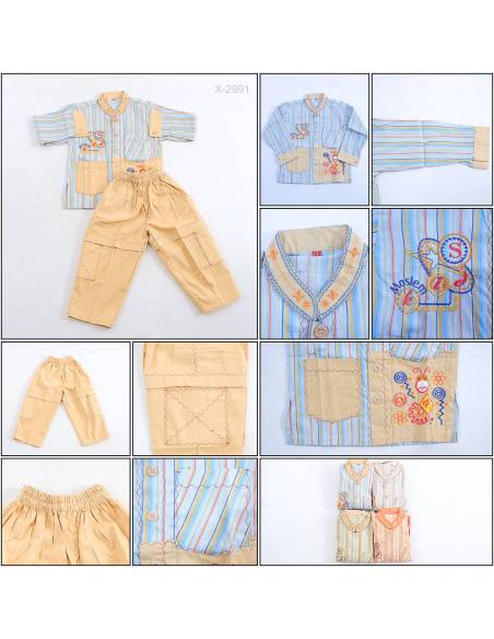 Setelan Baju Muslim Anak Cowok Lengan Panjang Al-Wans 1-4