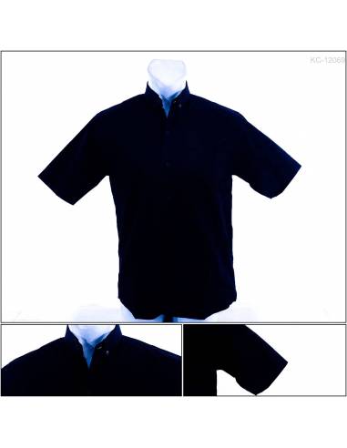 Kemeja Cowok Lengan Pendek Reguler Hitam John F...