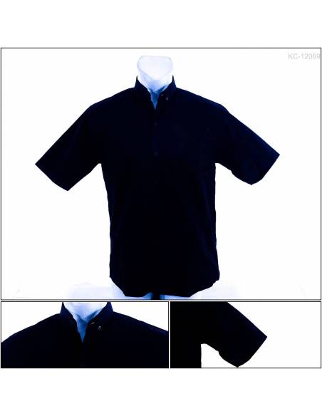 Kemeja Cowok Lengan Pendek Reguler Hitam John F Gee