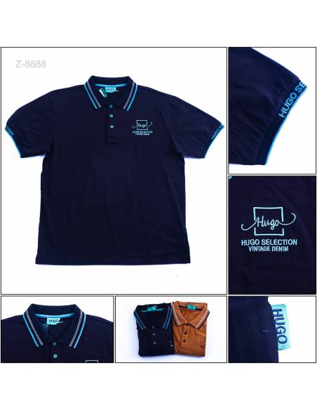 Kaos Kerah Cowok Lengan Pendek Hugo 2L-4L