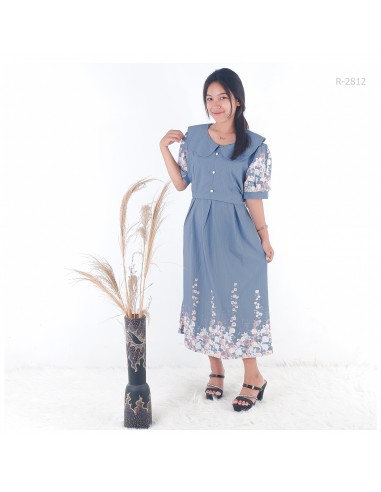 Dres Motif Garis/Bunga Lengan pendek Lufago All...