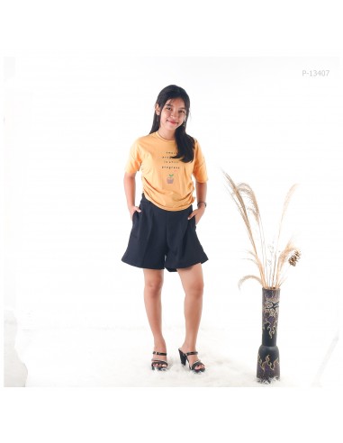 Atasan Kaos Crop Cewek Kerut Kanan Kiri BL...