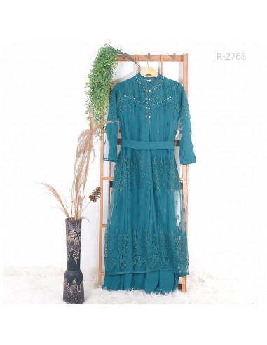 Gamis Outer Brokat Kancing Depan GB Fashion XL