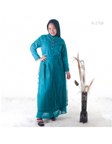 Gamis Outer Brokat Kancing Depan GB Fashion XL