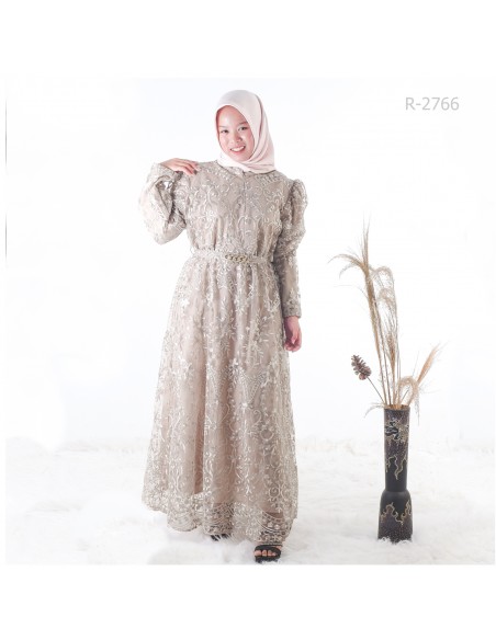 Gamis Brokat Cewek Tali Belakang GB Fashion