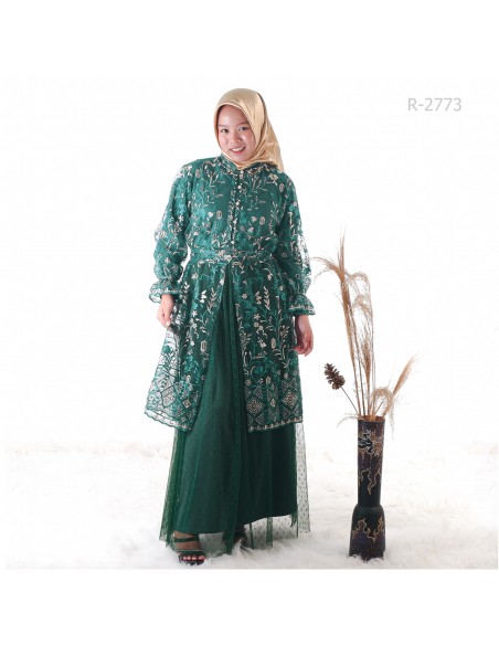 Gamis Outer Brokat Lengan Karet GB Fashion All Size