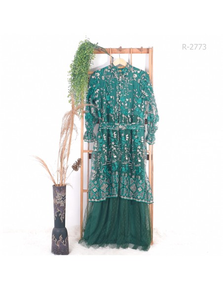 Gamis Outer Brokat Lengan Karet GB Fashion All Size