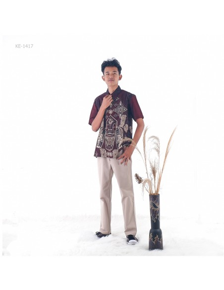 Kemeja Batik Cowok Lengan Pendek Maxmillian Slimfit M-XL
