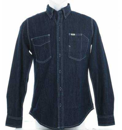 Kemeja Jeans Cowok Lengan Panjang Lea
